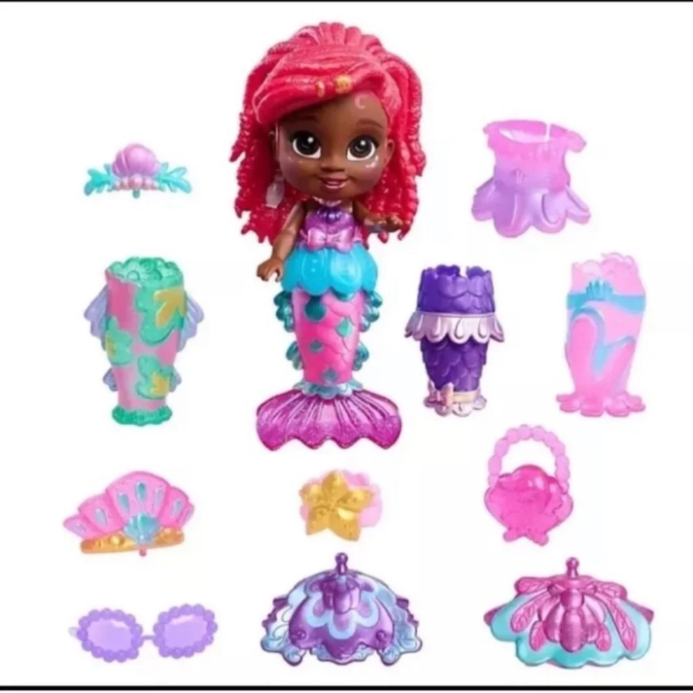 New Disney Junior ARIEL Pop Tails Fashion Doll Playset with Storage Case, 17 Pcs